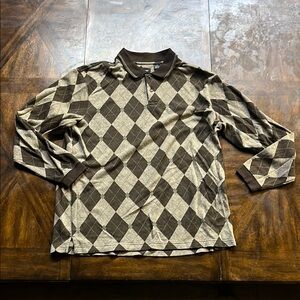 Haggar Brown and Cream Argyle Shirt